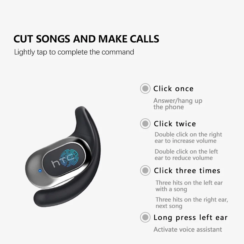 HTC NE17 Wireless Earphones Bluetooth-Compatible 6.0 Stereo Music Gaming OWS Sports Headset