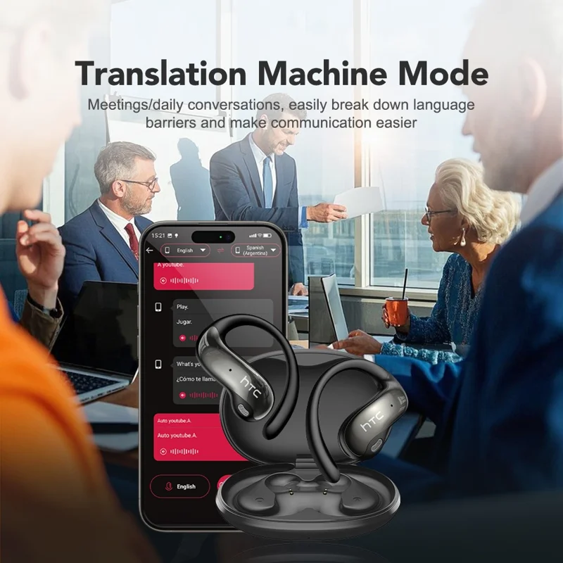 HTC NE19 OWS Wireless Headset High Definition Stereo Bluetooth-Compatible 6.0 Sports Earphones - Black