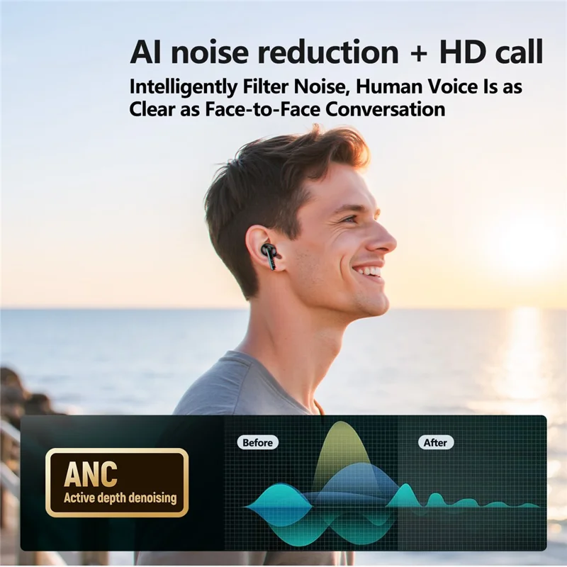 HTC NE29 Bluetooth-Compatible 6.0 Беспроводные наушники-вкладыши ультралегкие спортивные - Зеленый+Бежевый