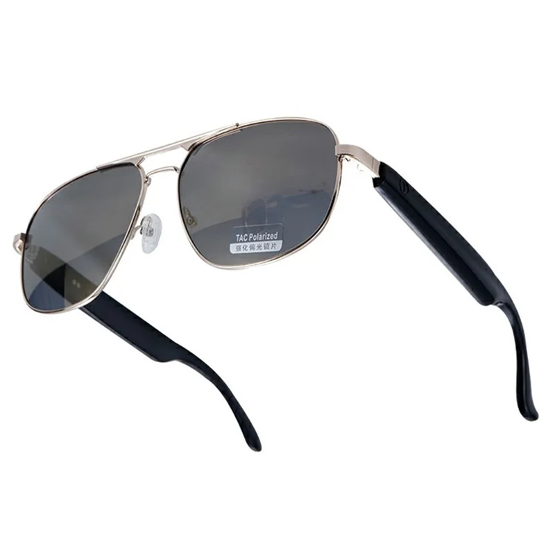 GS02 Polarized Lens Aviator Glasses AI Translation Smart Eyewear Bluetooth-compatible Music Eyeglasses - Silver+Black
