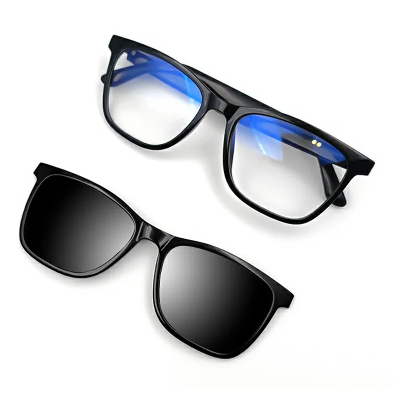 GS05 AI Translation Bluetooth-compatible Glasses Smart Eyewear with Magnetic Detachable Polarized Lens - Anti Blue Light+Polarized Black