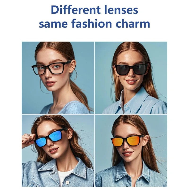 GS05 AI Translation Bluetooth-compatible Glasses Smart Eyewear with Magnetic Detachable Polarized Lens - Anti Blue Light+Polarized Black