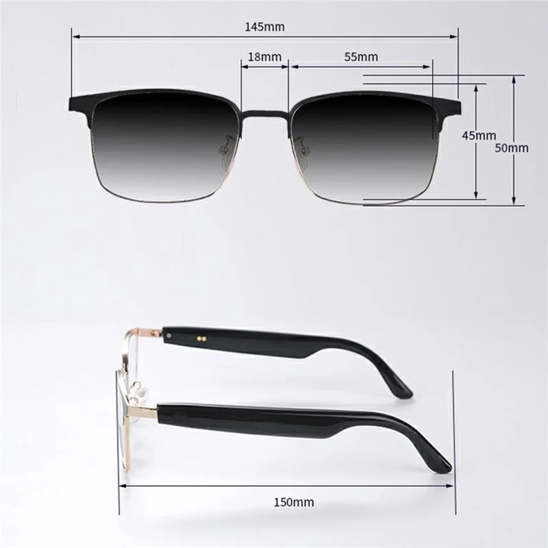 GS06 Wireless Music Earphone AI Translation Bluetooth-compatible Glasses Anti Blue Light Photochromic Lens Smart Eyewear - Gold Frame