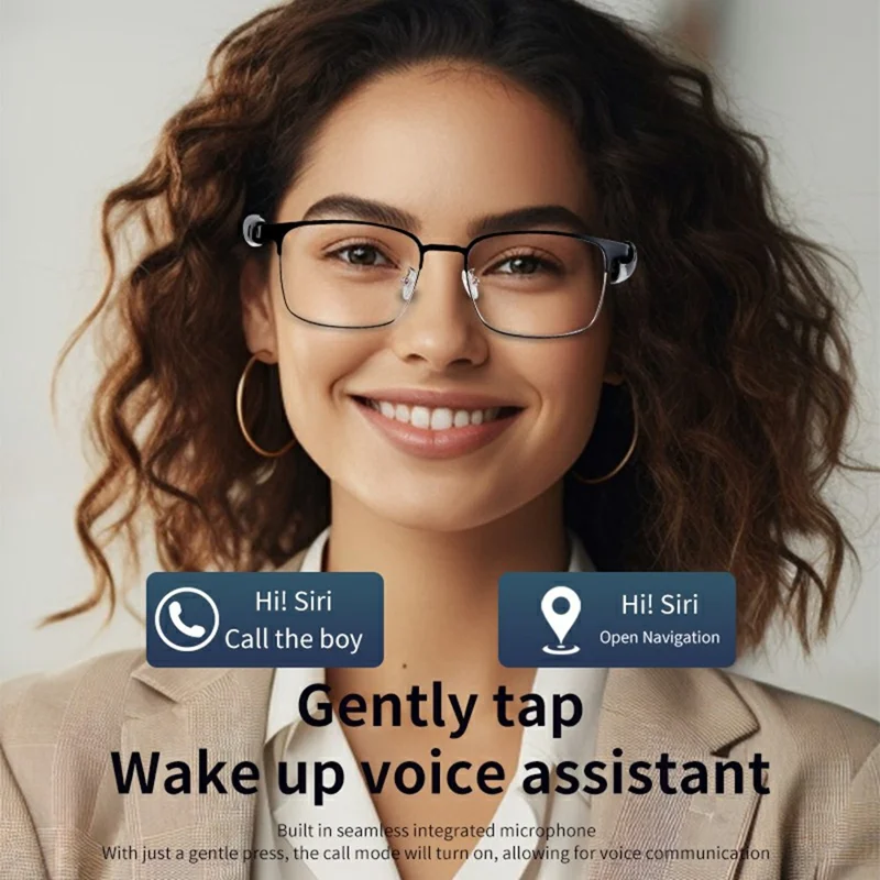 GS06 Wireless Music Earphone AI Translation Bluetooth-compatible Glasses Anti Blue Light Photochromic Lens Smart Eyewear - Gold Frame