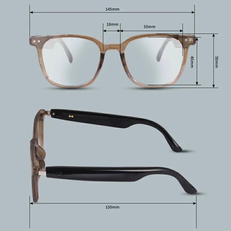 GS07 UV400 Photochromic Lens Bluetooth-compatible Music Call Glasses AI Translation Smart Eyewear - Coffee Frame