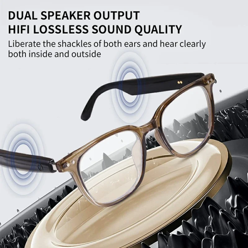 GS07 UV400 Photochromic Lens Bluetooth-compatible Music Call Glasses AI Translation Smart Eyewear - Coffee Frame