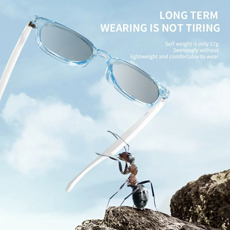 GS07 UV400 Photochromic Lens Bluetooth-compatible Music Call Glasses AI Translation Smart Eyewear - White Frame