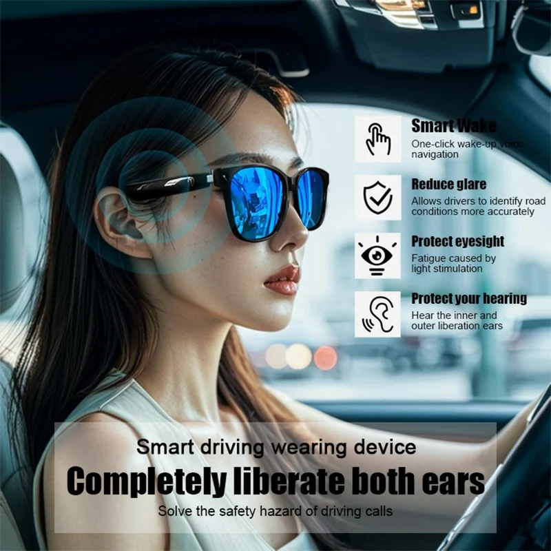 GS08 UV400 Polarized Lens Glasses Bluetooth-compatible Earphone AI Translation Smart Eyewear - Polarized Orange