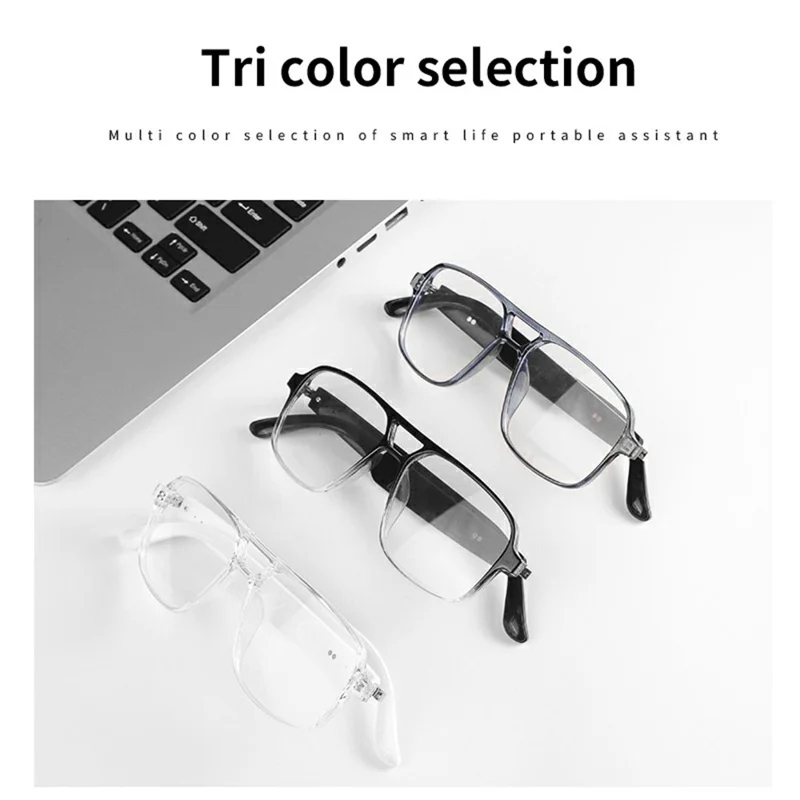 GS10 Multifunction AI Translation Bluetooth-compatible Music Glasses Photochromic Lens Smart Eyewear - Clear Dark Blue Frame