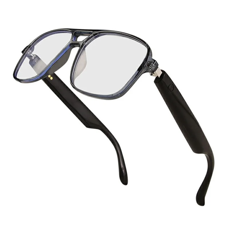 GS10 Multifunction AI Translation Bluetooth-compatible Music Glasses Photochromic Lens Smart Eyewear - Clear Dark Blue Frame