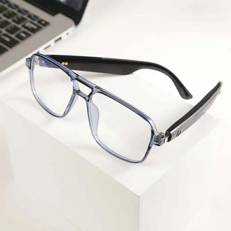 GS10 Multifunction AI Translation Bluetooth-compatible Music Glasses Photochromic Lens Smart Eyewear - Clear Dark Blue Frame