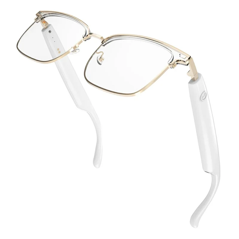 GS13 Smart briller med fotokromatiske linser, AI-oversættelse, trådløs headset, Bluetooth-kompatible briller - Guld+hvid frame