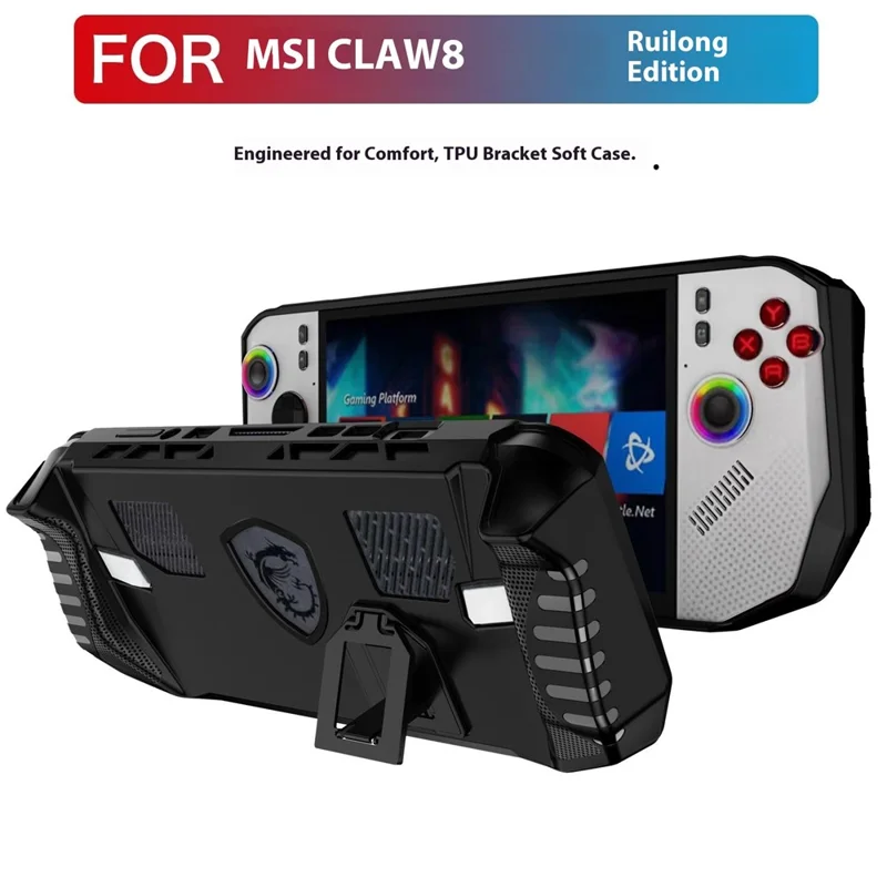 For MSI Claw A8 BZ2EM with Ryzen Z2 Extreme Gaming Console TPU Protective Case with Kickstand - Black