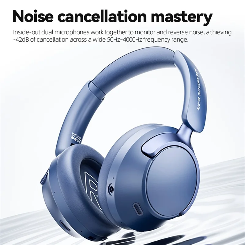 EL-GT6 ANC Noise Cancelling Low Latency Gaming Headset HiFi Sound Over Ear Bluetooth-compatible Headphones - Blue