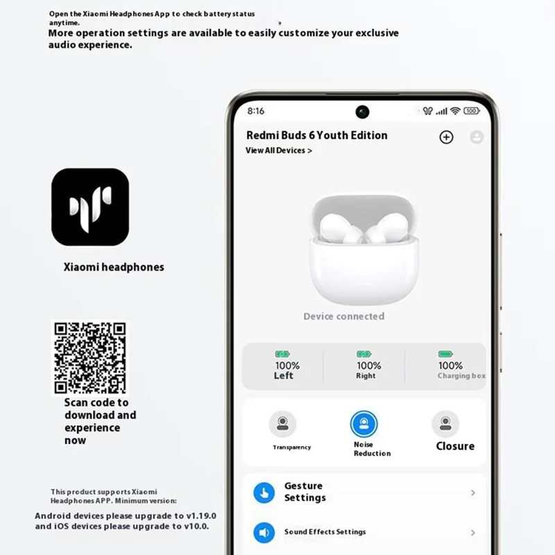 XIAOMI Redmi Buds 6 Youth Edition Bluetooth-compatible Earphones Active Noise Cancellation In Ear Headphones - Blue