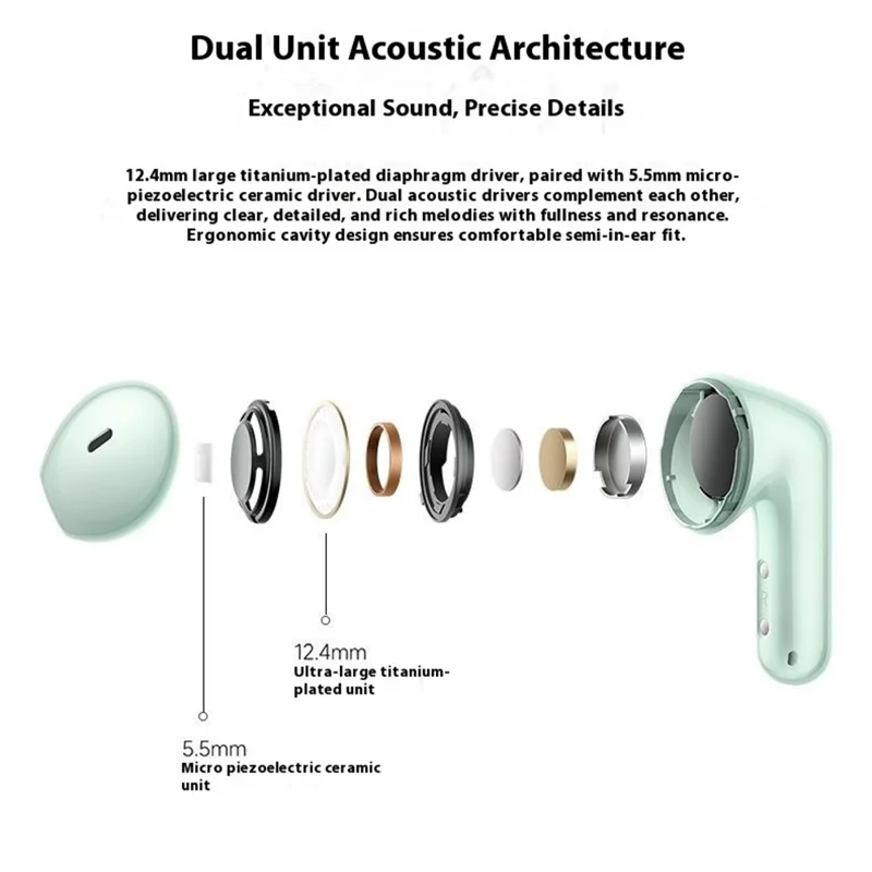 XIAOMI Redmi Buds 7S Bluetooth-compatible Earbuds Semi In Ear Active Noise Cancelling Earphones - Black