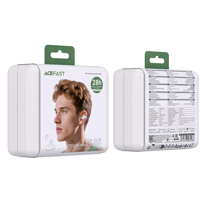 ACEFAST FA006 ACECLIP Pro Open Ear Wireless Earphones Dual Mic Noise Reduction Bluetooth-compatible Earbuds - White