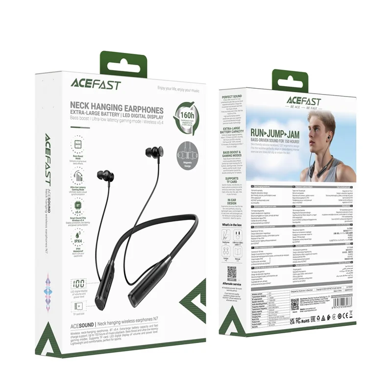 ACEFAST N7 Bluetooth-compatible Neckband Headphones Wireless Gaming Earphones with LED Display