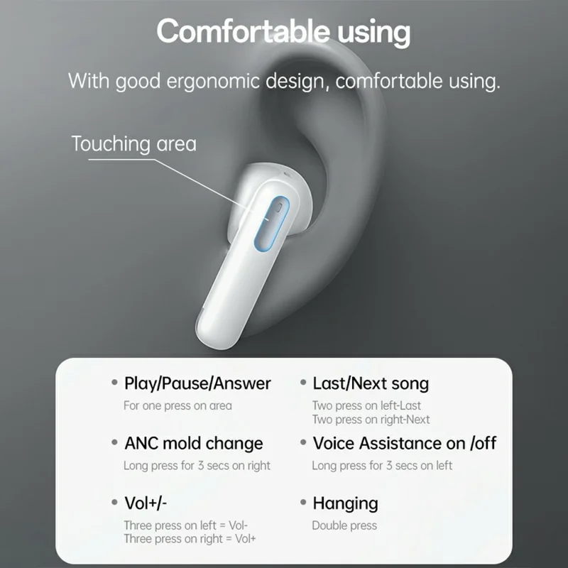 YESIDO TWS34 Bluetooth-compatible Earbuds Dual Mic ANC + ENC Noise Cancelling Touch Control Wireless Earphones