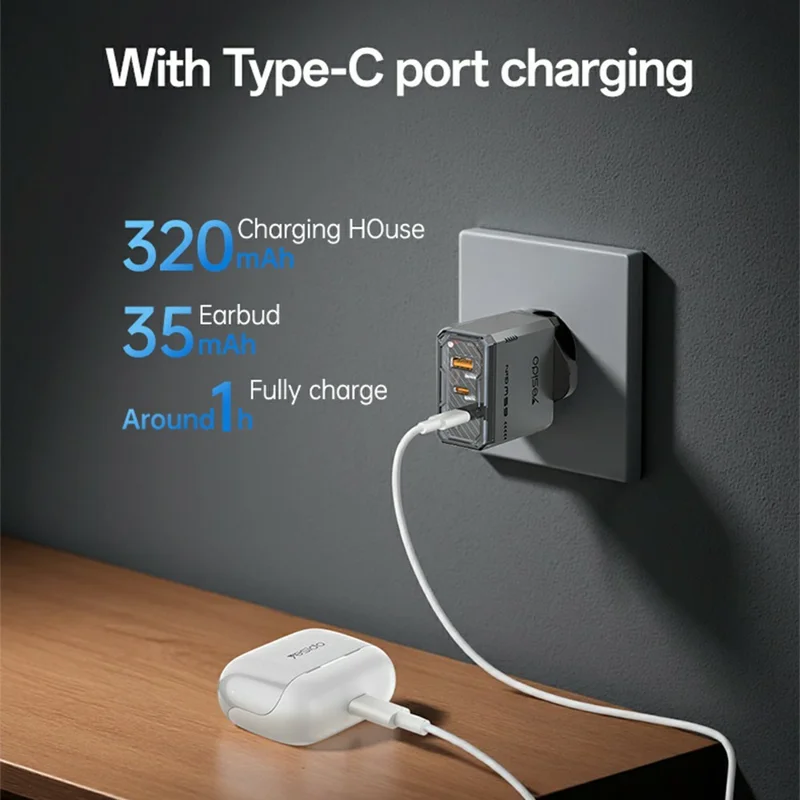 YESIDO TWS34 Bluetooth-compatible Earbuds Dual Mic ANC + ENC Noise Cancelling Touch Control Wireless Earphones