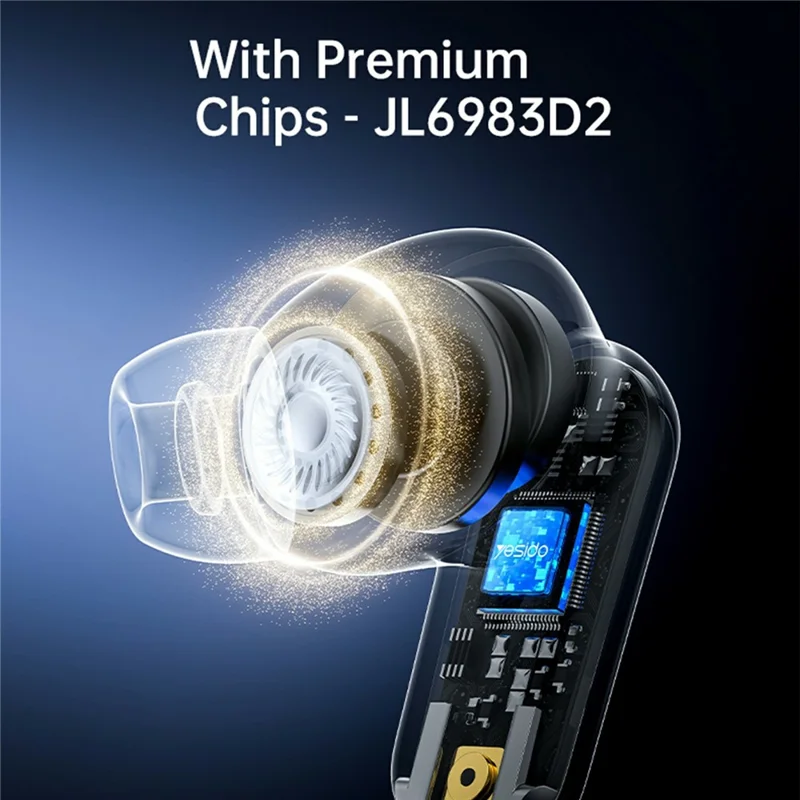 YESIDO TWS38 In Ear Bluetooth-compatible 5.4 Earbuds True Wireless Stereo Touch Control Earphones - Black