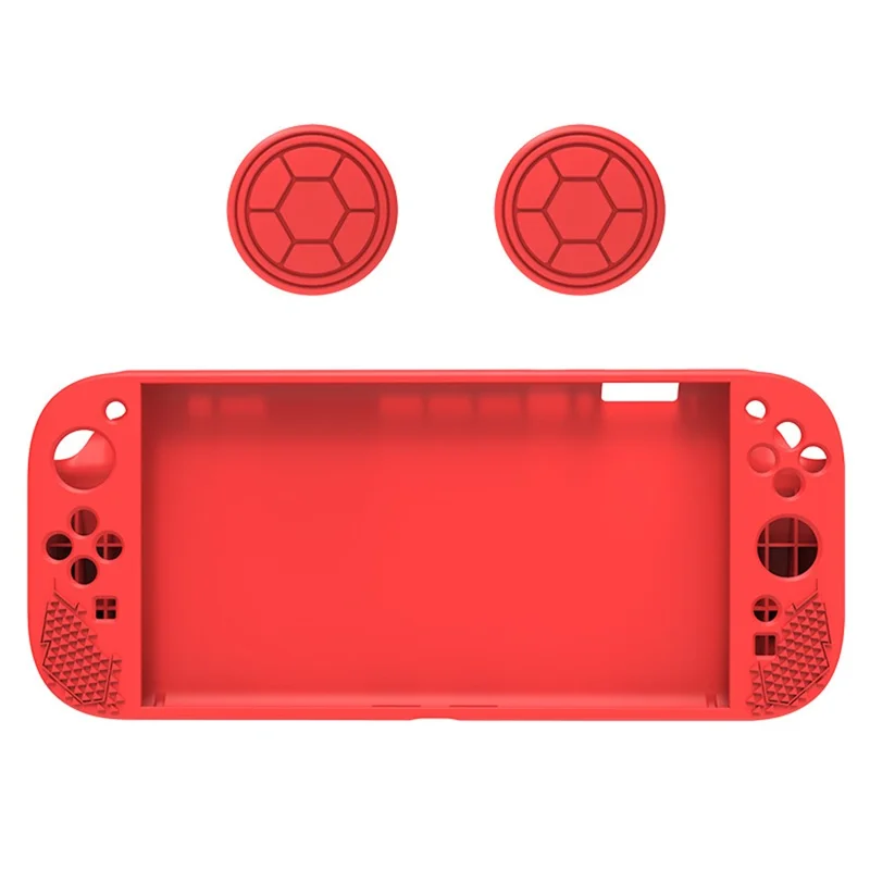 For Nintendo Switch 2 Silicone Case Protective Cover Shock Absorbing Controller Protector with Thumb Grip Caps - Red