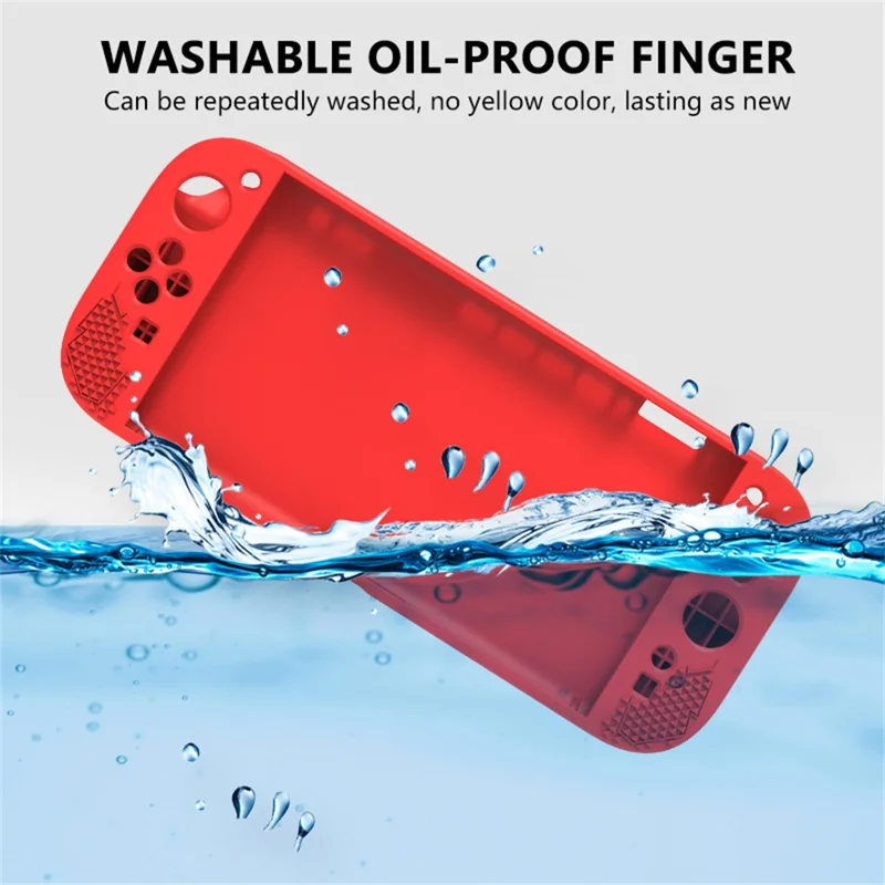 For Nintendo Switch 2 Silicone Case Protective Cover Shock Absorbing Controller Protector with Thumb Grip Caps - Red