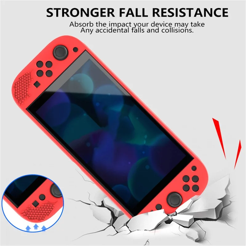 For Nintendo Switch 2 Silicone Case Protective Cover Shock Absorbing Controller Protector with Thumb Grip Caps - Red