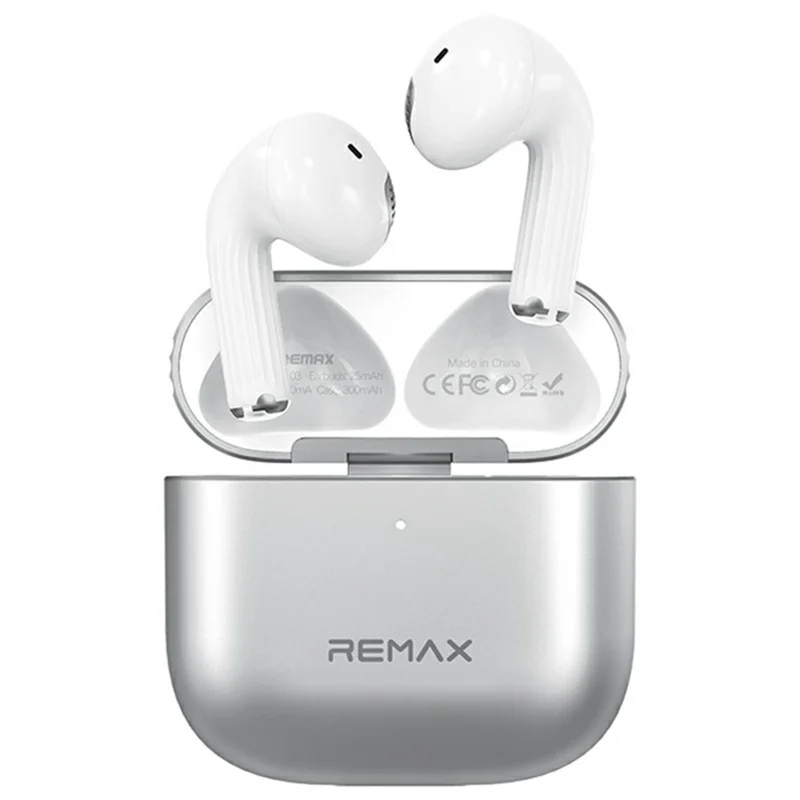 REMAX TWS-03 Wireless Earbuds Zinc Alloy Bluetooth-compatible 6.0 Headphones with Microphone - Silver