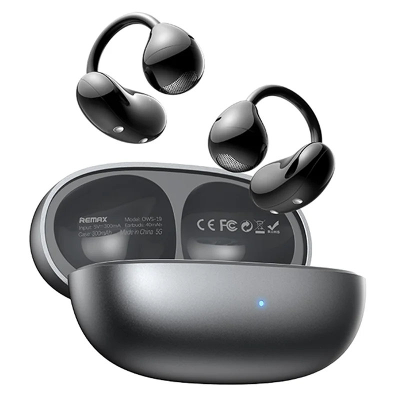 REMAX OWS-19 True Wireless Earbuds Clip-On Design Bluetooth-Compatible Music Calling Headphones - Black