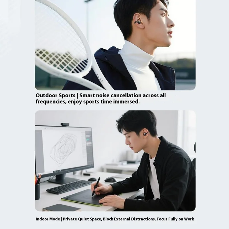 J07 Ear Clip TWS Wireless Bluetooth-compatible Earbuds Sport Headphones with Metal Charging Case - Tarnish