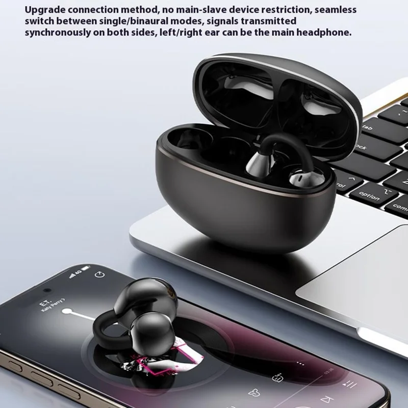 J07 Ear Clip TWS Wireless Bluetooth-compatible Earbuds Sport Headphones with Metal Charging Case - Tarnish