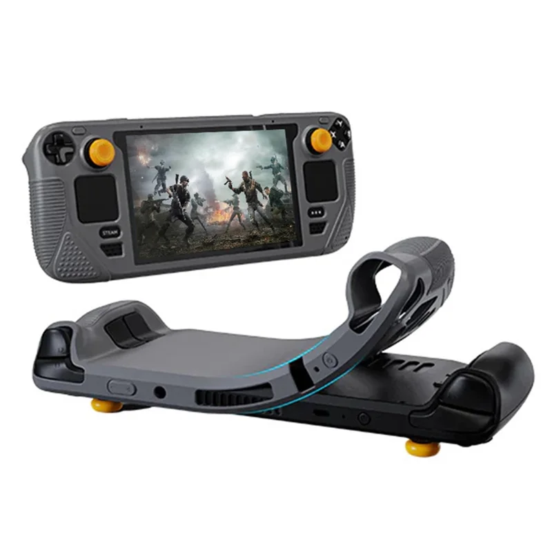 SYNTECH For Steam Deck OLED / LCD Console Silicone Protective Case All-Round Protection Cover with Thumb Grips - Grey