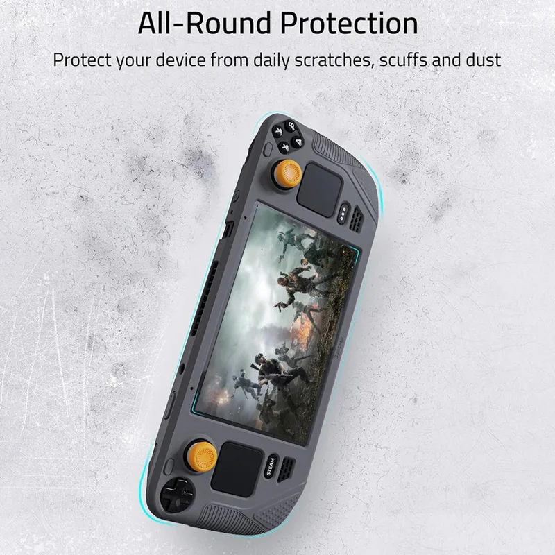 SYNTECH For Steam Deck OLED / LCD Console Silicone Protective Case All-Round Protection Cover with Thumb Grips - Grey