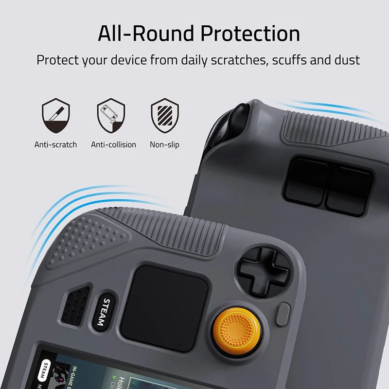 SYNTECH For Steam Deck OLED / LCD Console Silicone Protective Case All-Round Protection Cover with Thumb Grips - Grey