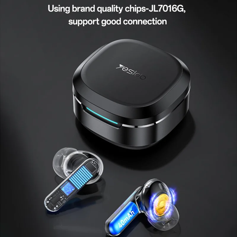 YESIDO TWS37 Wireless Bluetooth-compatible Earbuds ANC + ENC Noise Reduction Smart Touch Control Earphones