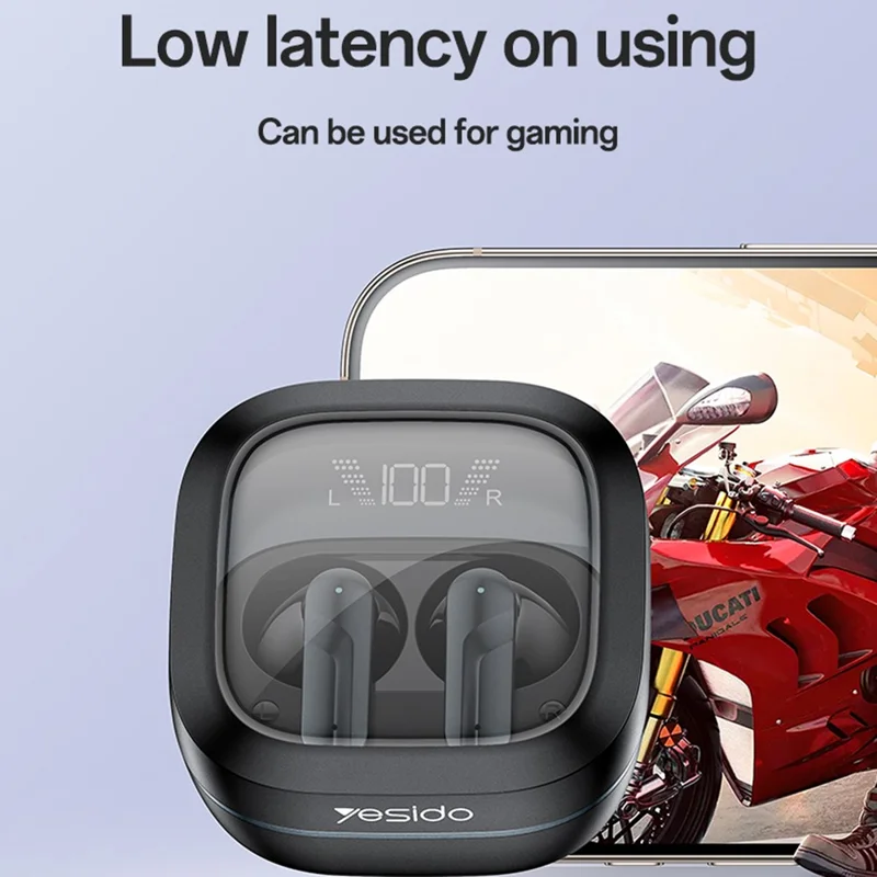 YESIDO TWS36 Wireless Bluetooth-compatible Earbuds Low Latency TWS Earbuds Semi In Ear Headphones