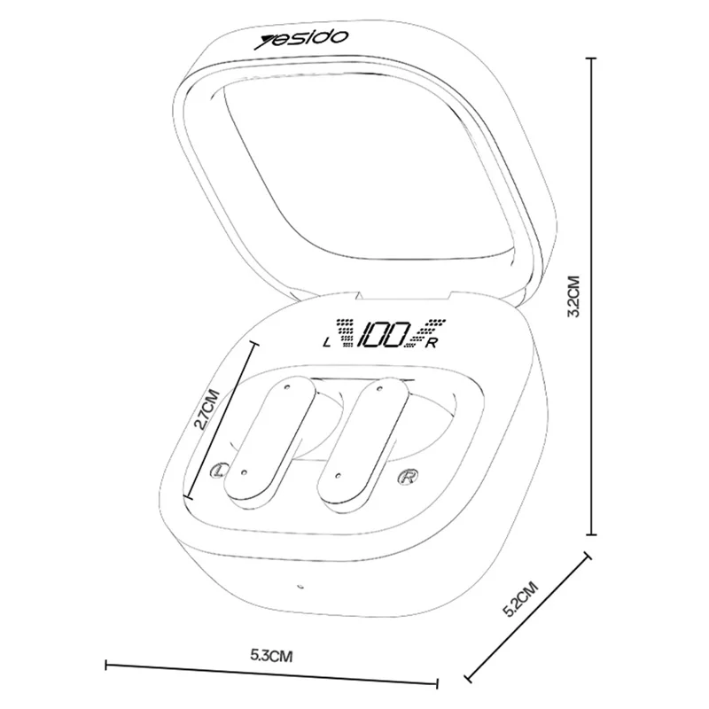 YESIDO TWS36 Wireless Bluetooth-compatible Earbuds Low Latency TWS Earbuds Semi In Ear Headphones