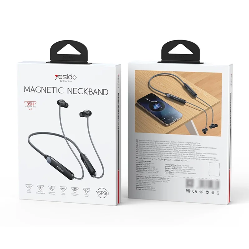 YESIDO YSP30 Neckband Bluetooth-compatible Earphones In Ear Wireless Headphones with Rotary Knob