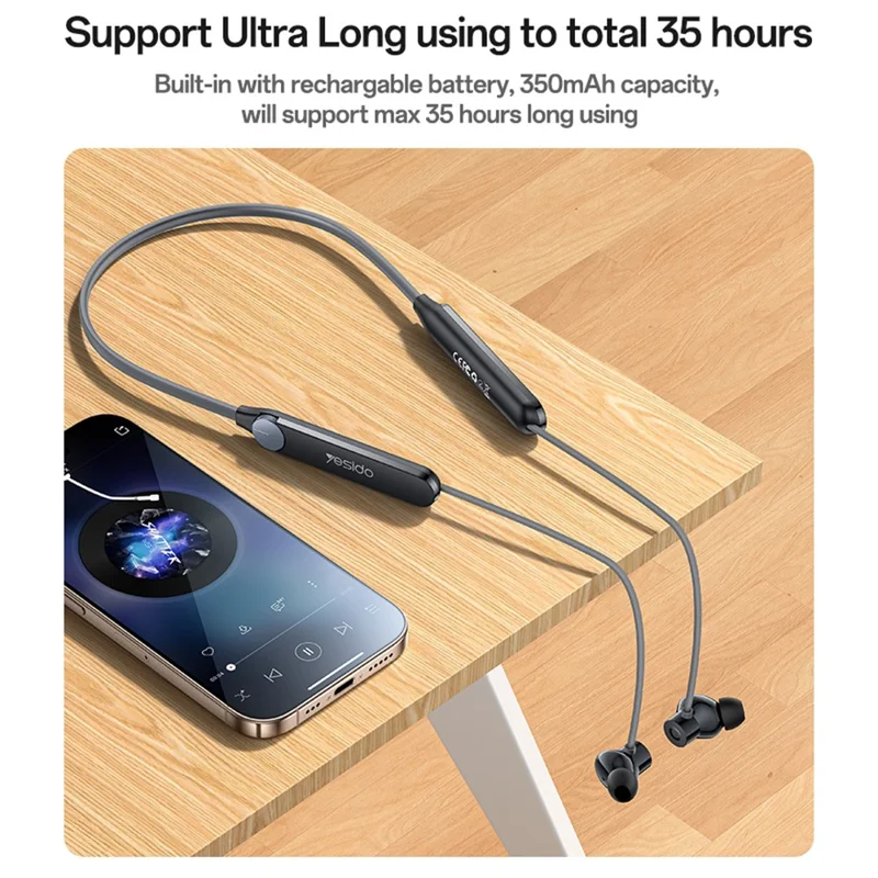 YESIDO YSP30 Neckband Bluetooth-compatible Earphones In Ear Wireless Headphones with Rotary Knob