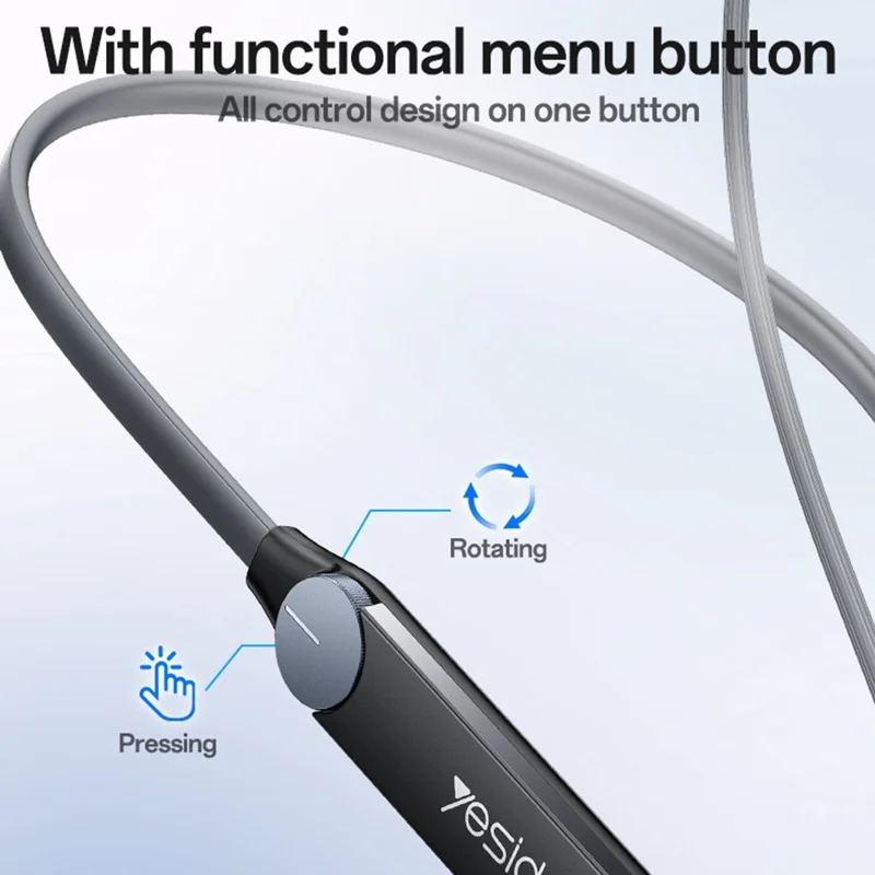 YESIDO YSP30 Neckband Bluetooth-compatible Earphones In Ear Wireless Headphones with Rotary Knob