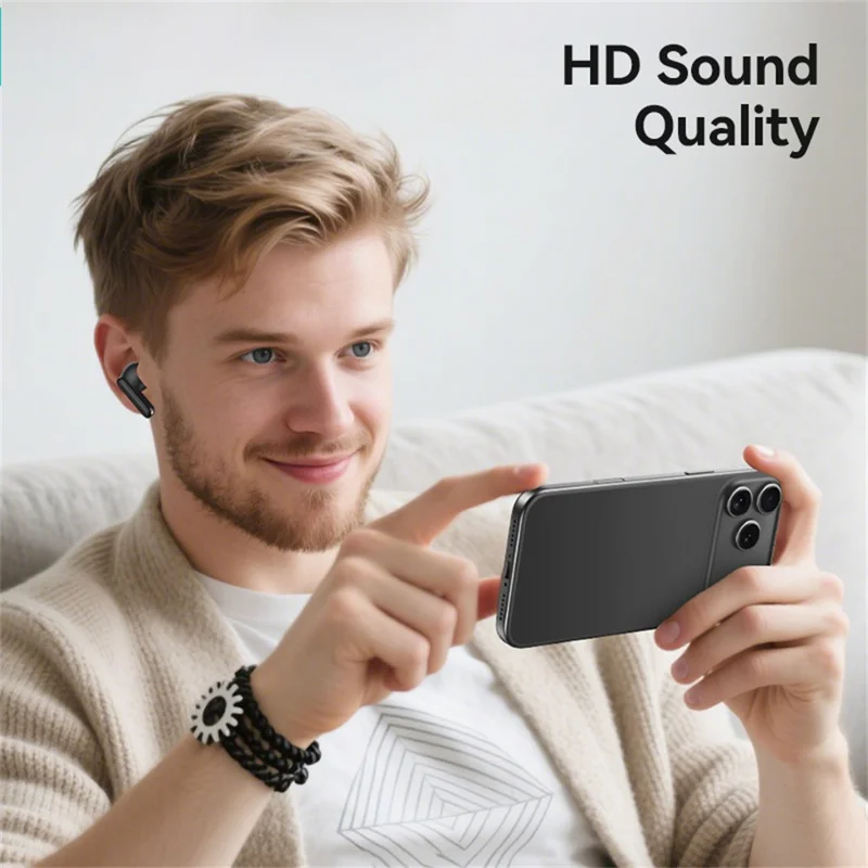 USAMS Echo E05 In-Ear Wireless Earphones Stable 13mm Dynamic Driver Headphones - Black