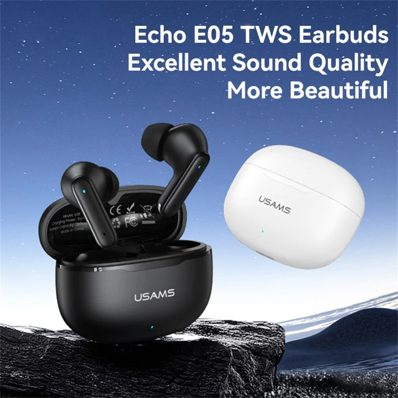 USAMS Echo E05 In-Ear Wireless Earphones Stable 13mm Dynamic Driver Headphones - Black