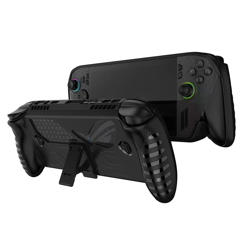 For Asus ROG Xbox Ally X (2025) / Ally (2025) Handheld TPU Case Game Console Protective Cover with Stand - Black