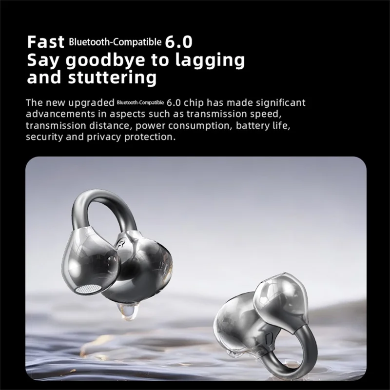 YU7 ENC Noise Reduction Wireless Headphones Clip On Sports Bluetooth-compatible Earphones - Black