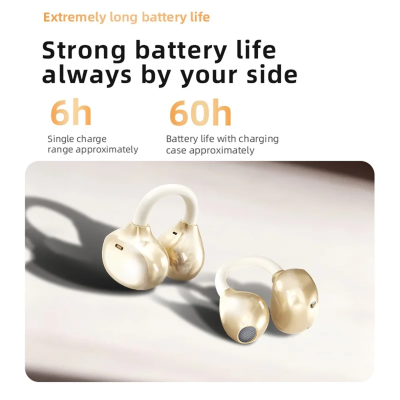 YU7 ENC Noise Reduction Wireless Headphones Clip On Sports Bluetooth-compatible Earphones - Black