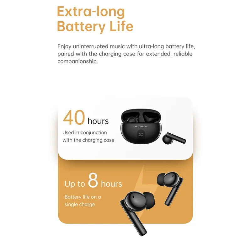 BLACK SHARK T18 TWS Earbuds Wireless Bluetooth-Compatible Headphones with Active Noise Cancelling  /  Touch Control