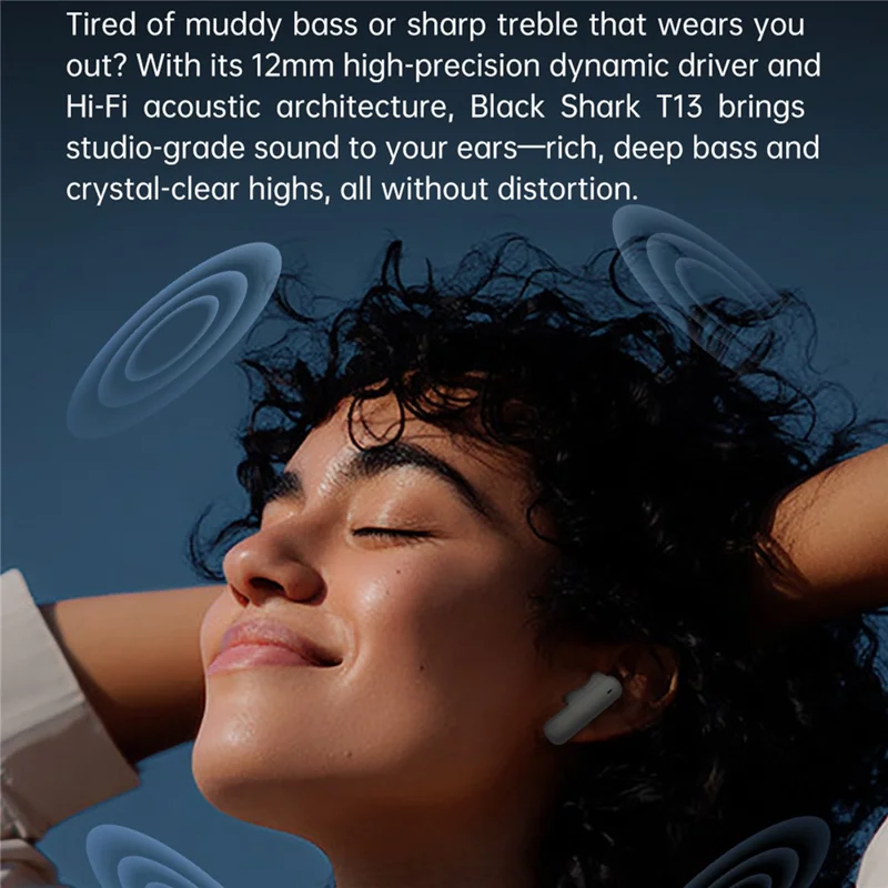 BLACK SHARK T13 TWS Earbuds Bluetooth-Compatible Wireless Headphones with Active Noise Cancelling - Black