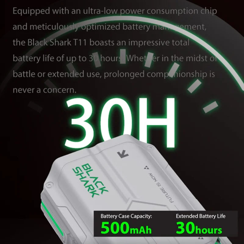 BLACK SHARK T11 ENC Riduzione del rumore Auricolari compatibili con Bluetooth Semi In Ear Bassa latenza Auricolari wireless - Grigio