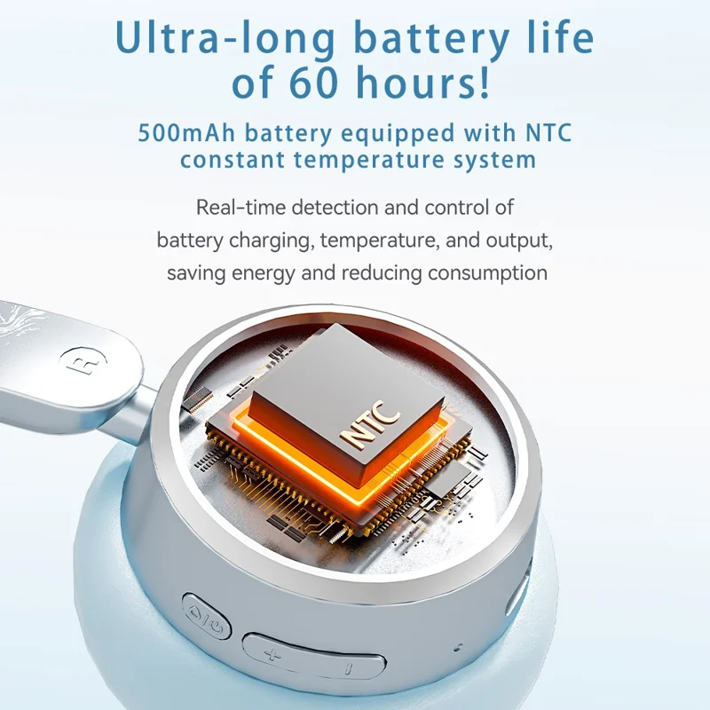 ZAODON mini Bluetooth-compatible 6.0 Headphones High Definition Audio Wireless Over Ear Headset - Blue